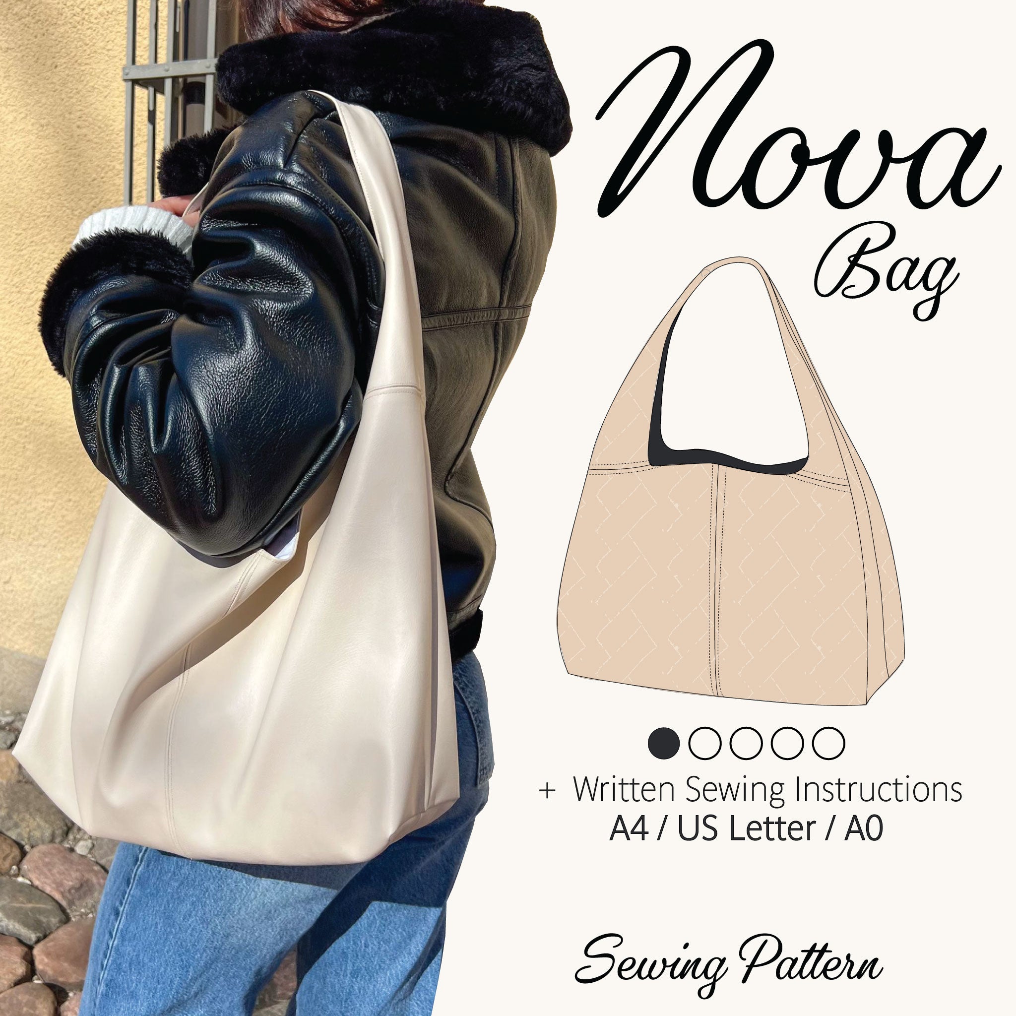 Leather Slouchy Bag Sewing Pattern DIY