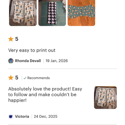 Five star reviews for the baby burp cloth sewing pattern made by Ita! 