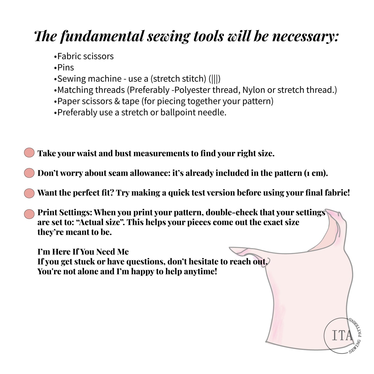 fundamental sewing tools and printing tips for asmira asymmetric top sewing pattern.