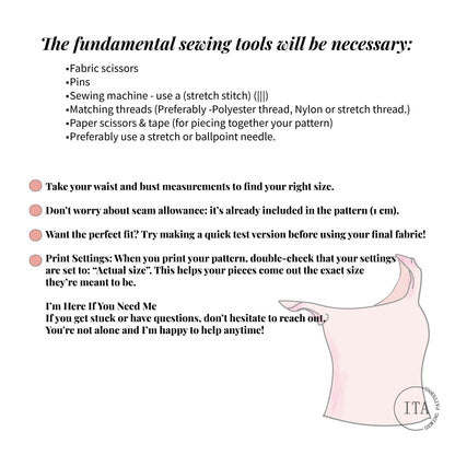 fundamental sewing tools and printing tips for asmira asymmetric top sewing pattern.