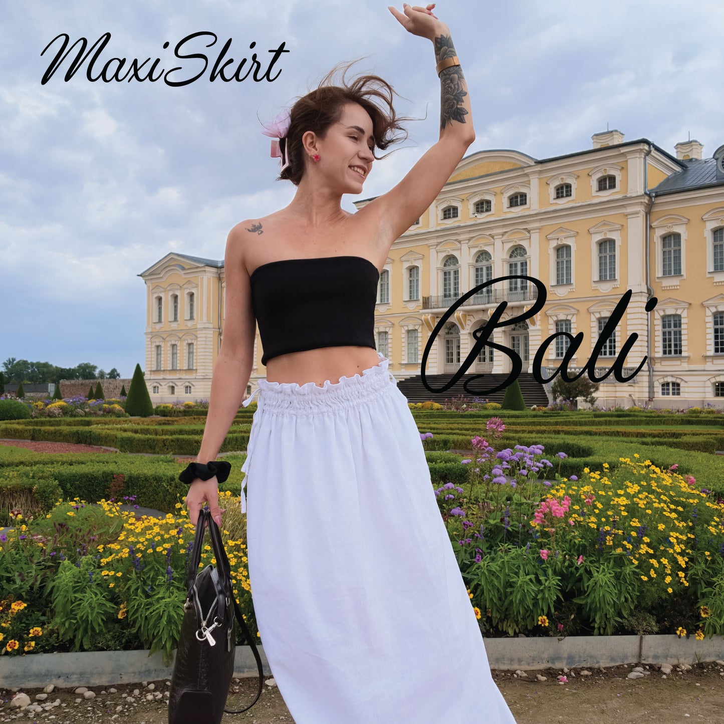Drawstring waist detail on the Bali skirt sewing pattern