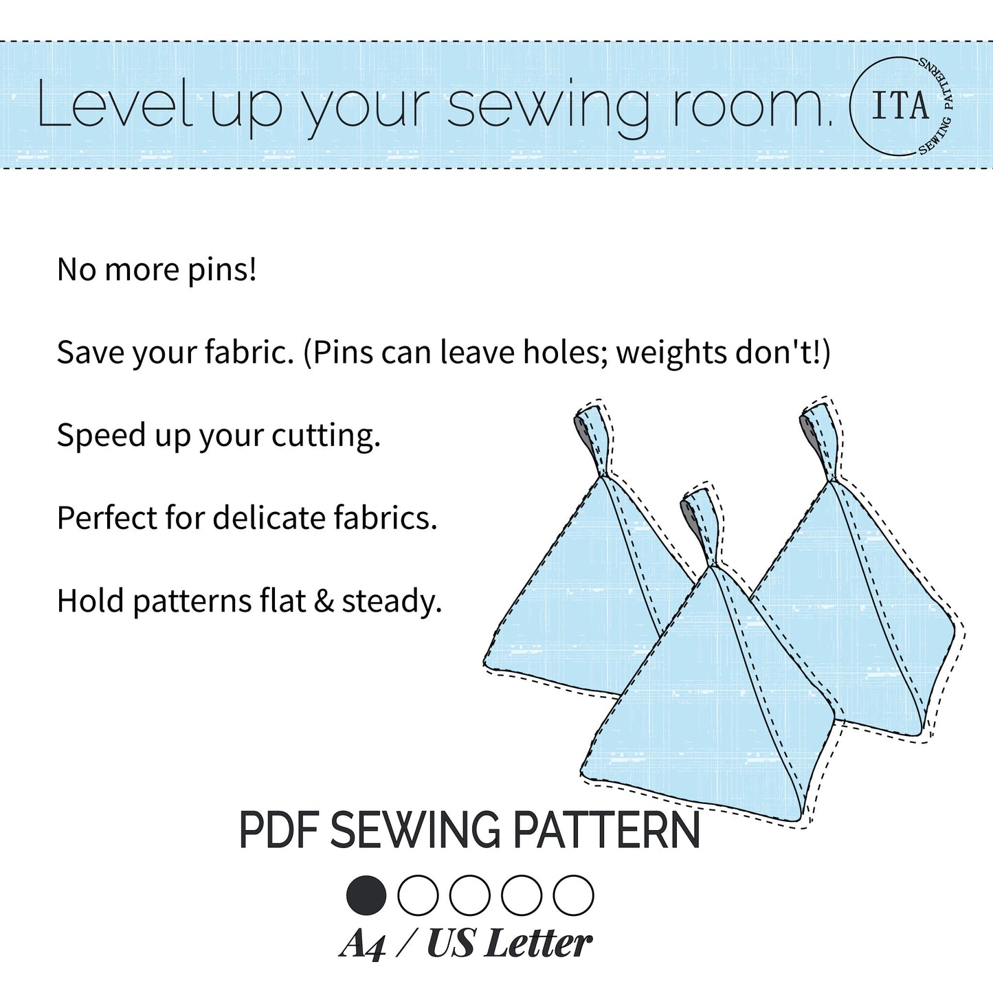 PDF sewing pattern for fabric sewing weights with text on a white background