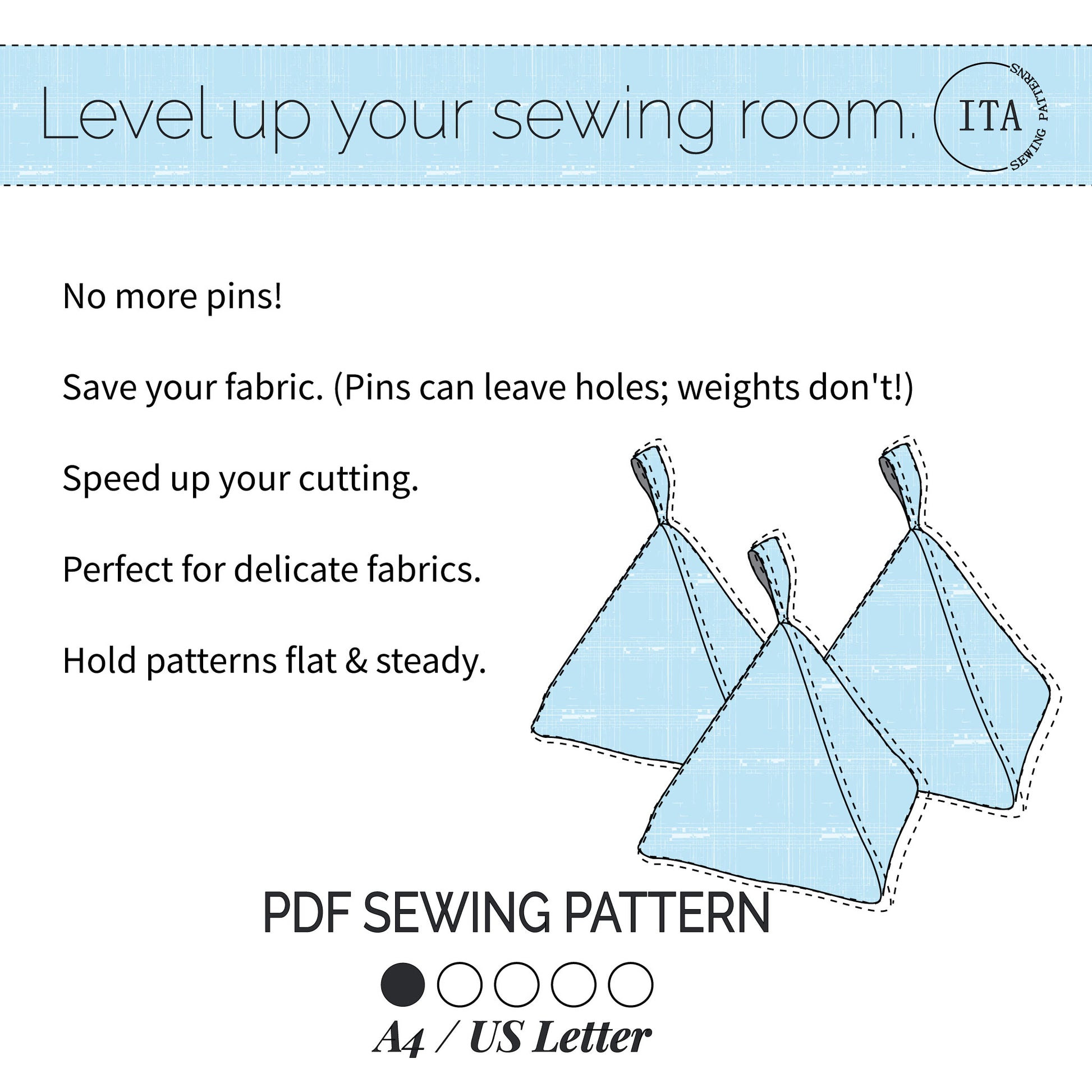 PDF sewing pattern for fabric sewing weights with text on a white background