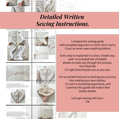 detailed written sewing instructions for the nova handbag sewing pattern with step by step photos and beginner friendly guidance.