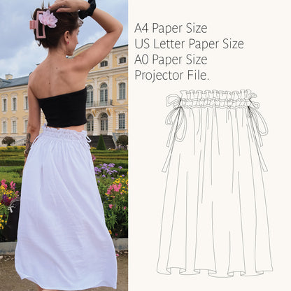 Bali skirt layered PDF sewing pattern, A4 US Letter A0 and projector files
