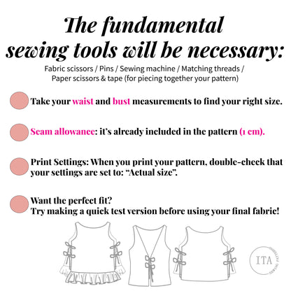 Essential beginner sewing kit for the Bestseller Trio patterns, featuring a standard sewing machine, fabric scissors, thread, and pins—no serger or overlocker required.