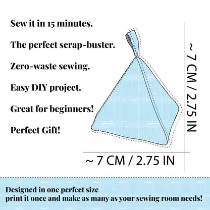 Sewing weight Sewing pattern with text describing its features and benefits on a white background